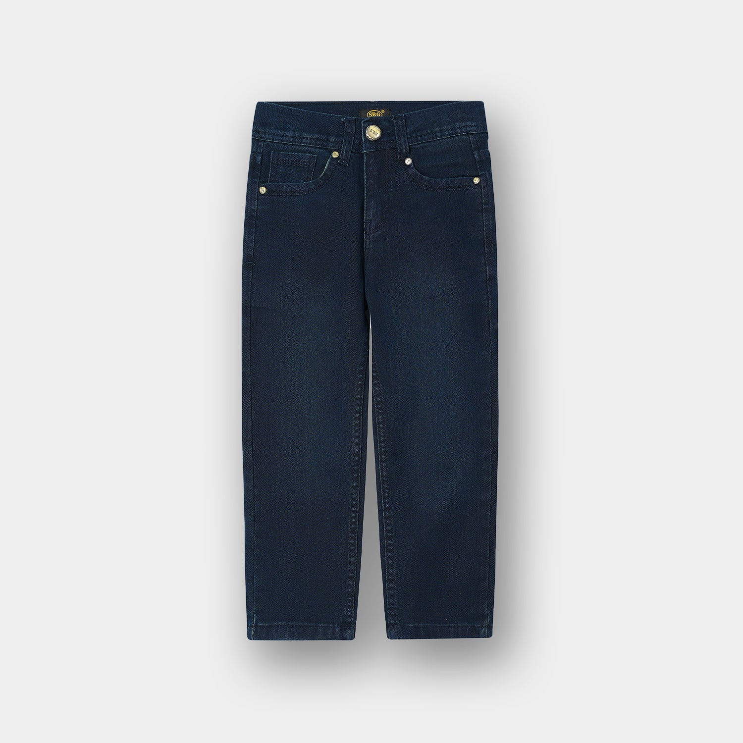 Dark blue denim jeans with embroidered pocket for boys