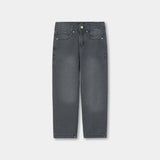 Gray denim jeans with embroidered pocket for boys