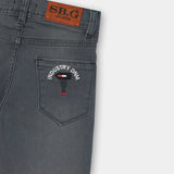 Gray denim jeans with embroidered pocket for boys