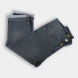 Gray denim jeans with embroidered pocket for boys