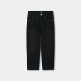 Black denim jeans with embroidered pocket for boys