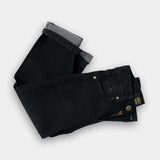 Black denim jeans with embroidered pocket for boys