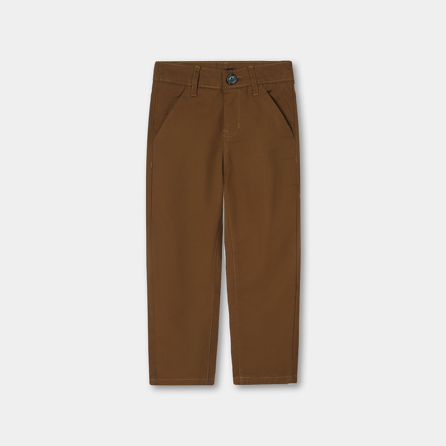 Brown cotton cross pocket jeans for boys