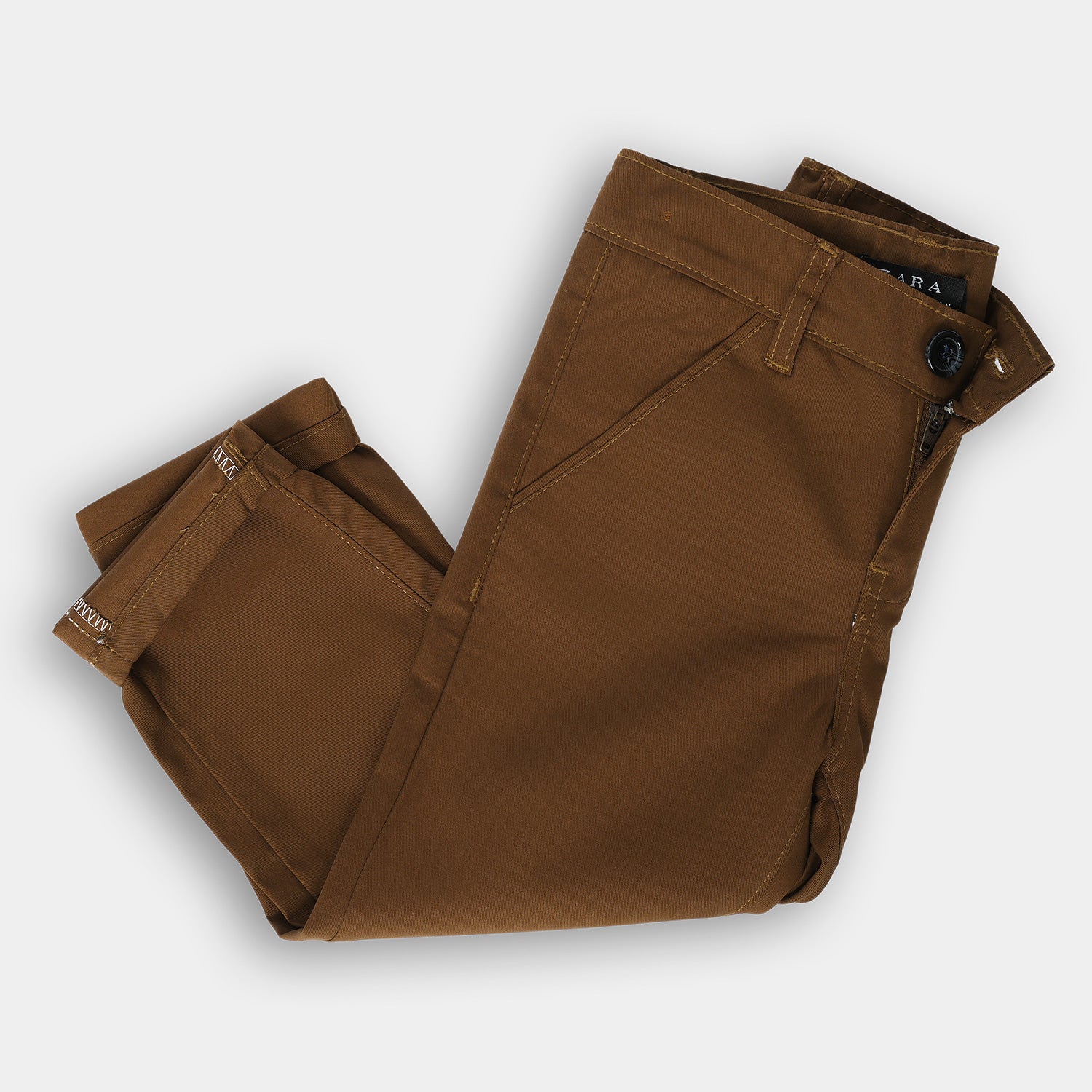 Brown cotton cross pocket jeans for boys