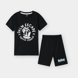 Palm escape graphic printed Tee shirt and shorts for kids