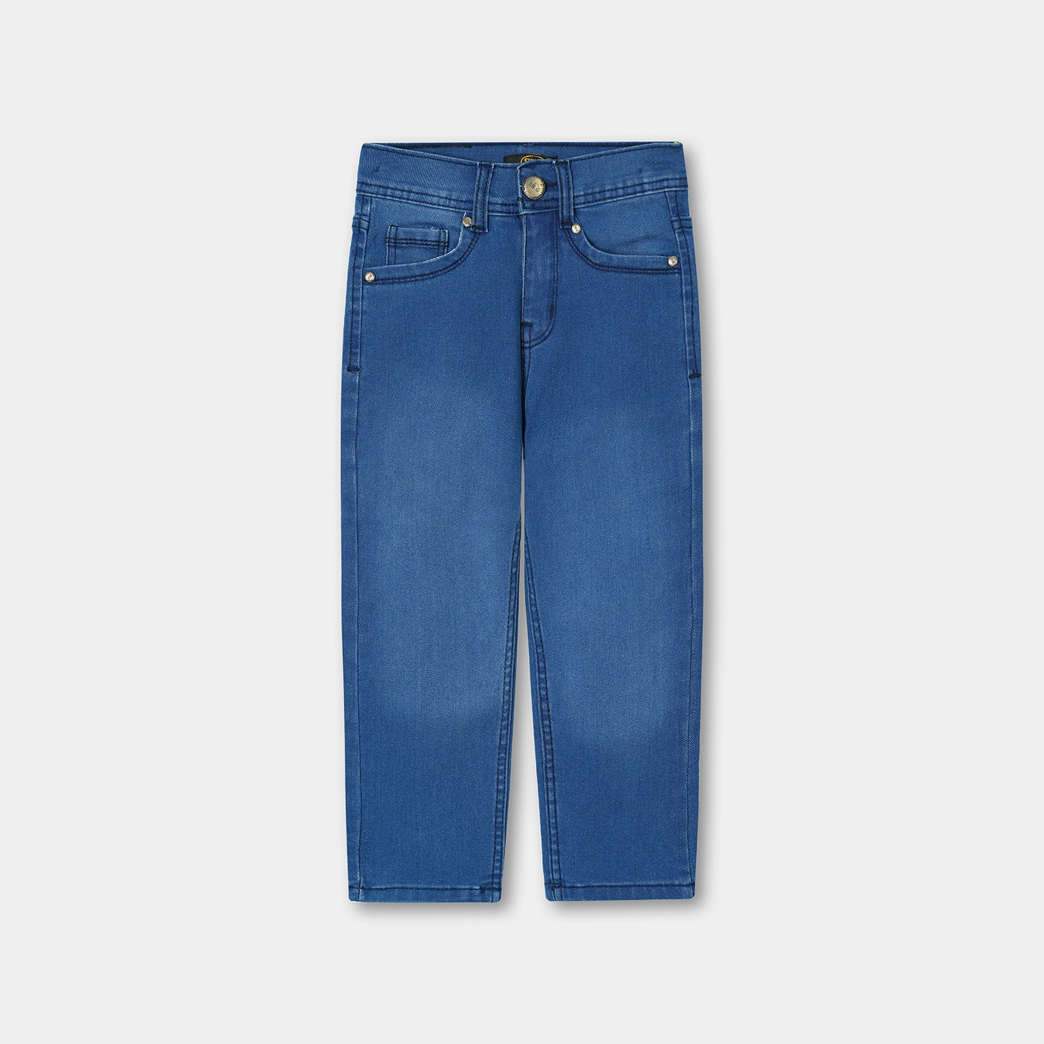 Sky Blue denim jeans with embroidered pocket for boys