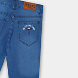 Sky Blue denim jeans with embroidered pocket for boys