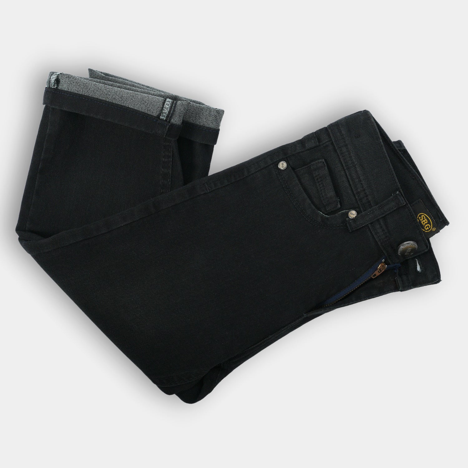Graish Black plain denim for boys
