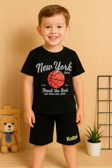 New york basket ball printed Tee shirt and shorts for kids
