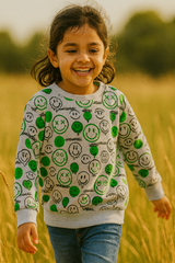 Smiley all over Printed Sweatshirt in fleece for Kids
