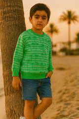 Palm tree all over Printed Sweatshirt in fleece for Kids