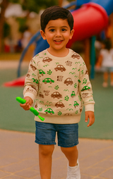Beep Beep all over Printed Sweatshirt in fleece for Kids