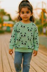 Panda all over Printed Sweatshirt in fleece for Kids