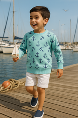 Anchors all over Printed Sweatshirt in fleece for Kids