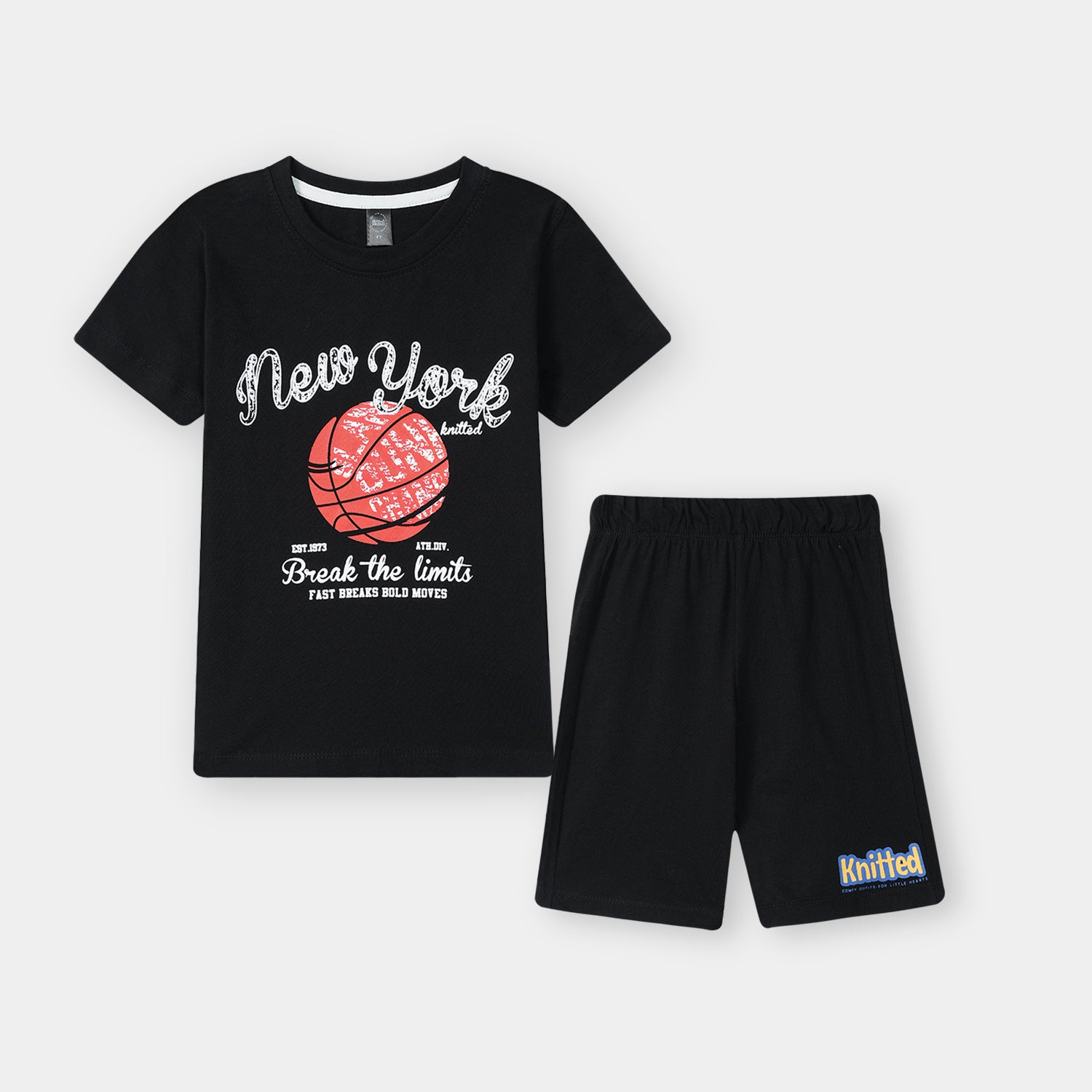 New york basket ball printed Tee shirt and shorts for kids
