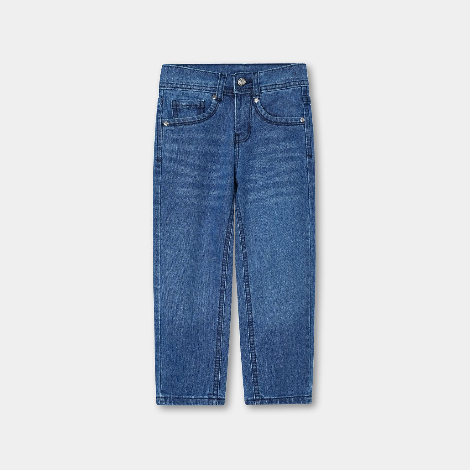 Sky blue denim jeans with wiskers for boys