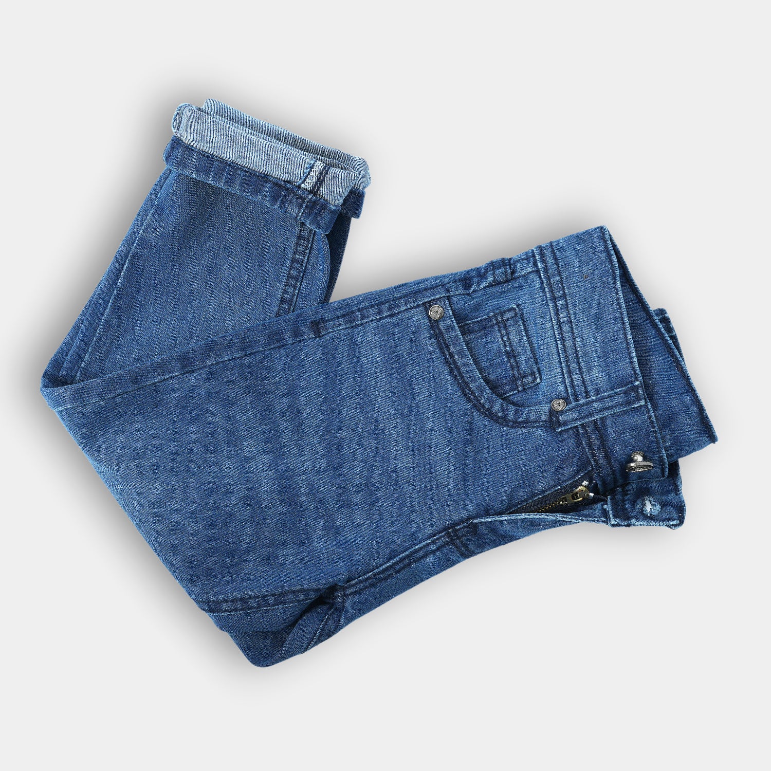 Sky blue denim jeans with wiskers for boys