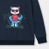 Cool cat Printed Sweatshirt in fleece for Kids