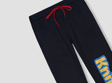 Black Knitted full printed trouser in fleece for kids