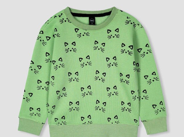 Kitty all over Printed Sweatshirt in fleece for Kids