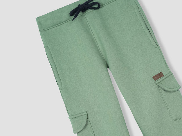Green 4 pocket trouser in fleece fot kids