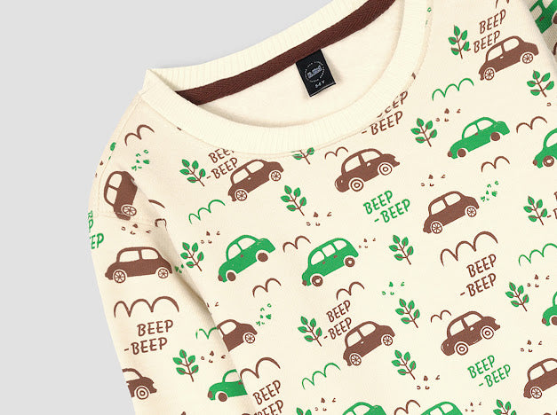 Beep Beep all over Printed Sweatshirt in fleece for Kids