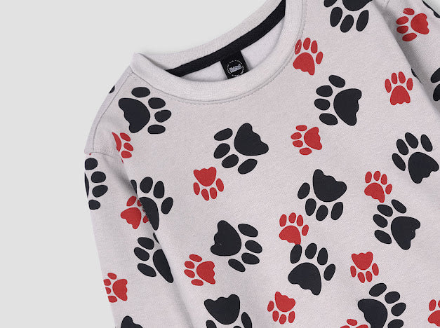 Paw all over Printed Sweatshirt in fleece for Kids
