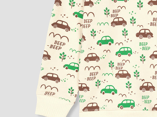 Beep Beep all over Printed Sweatshirt in fleece for Kids