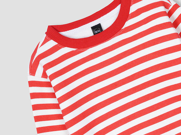 Red Stripes all over Printed sweatshirt in fleece for Kids