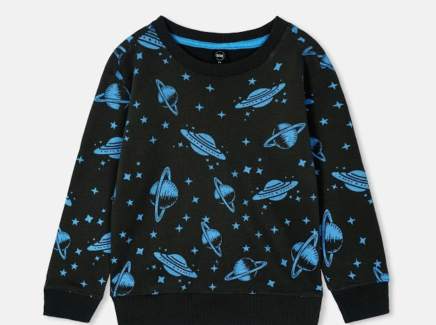 Space warrior all over Printed Sweatshirt in fleece for Kids