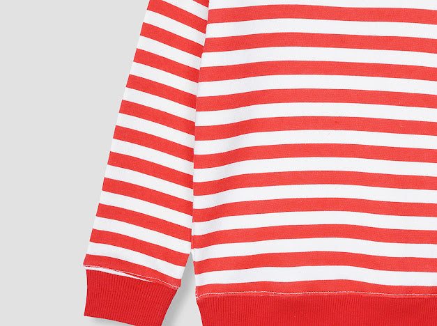 Red Stripes all over Printed sweatshirt in fleece for Kids