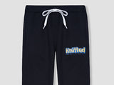 Black Knitted printed trouser in fleece for kids