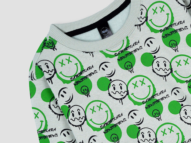 Smiley all over Printed Sweatshirt in fleece for Kids