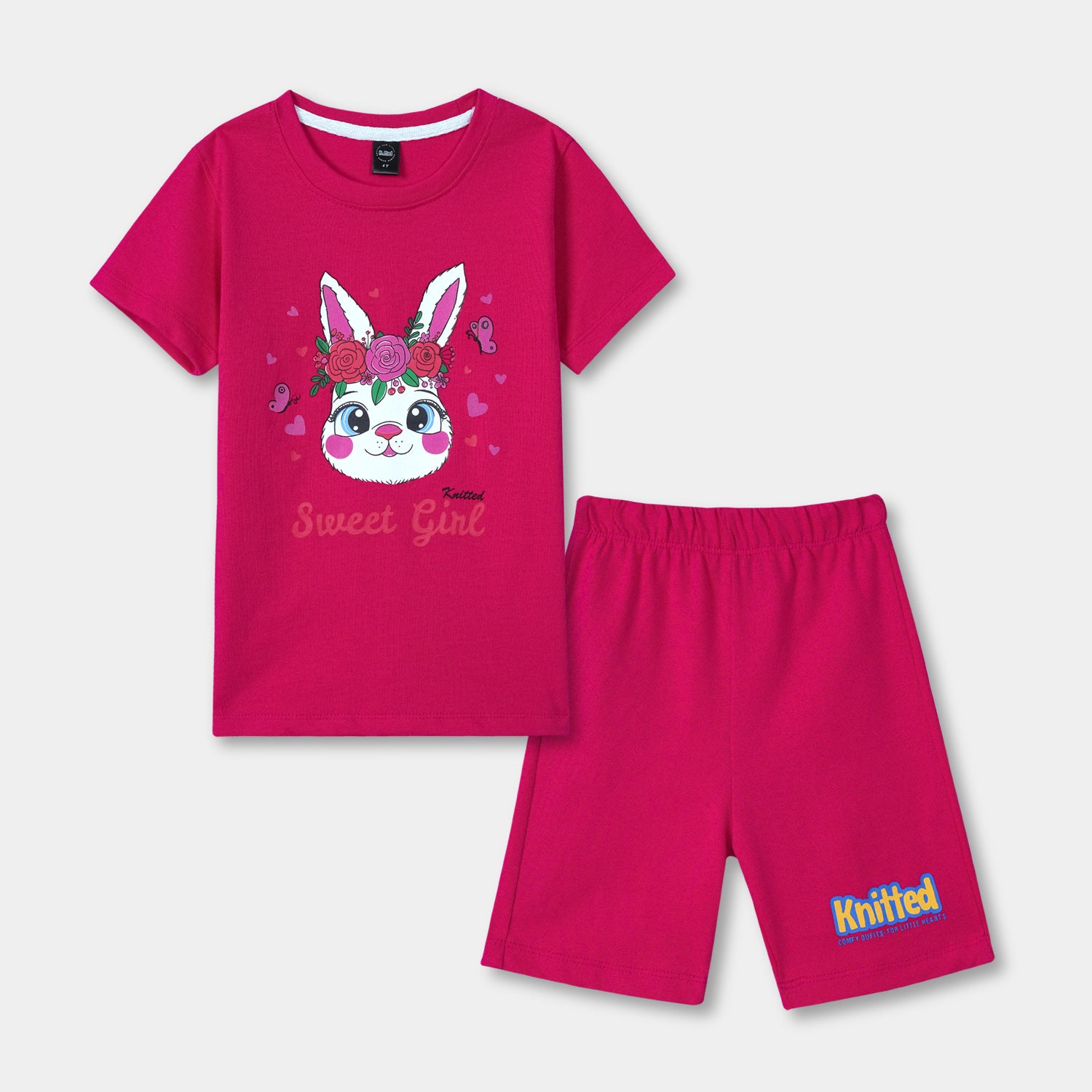 Sweet girl printed Tee shirt and shorts for kids