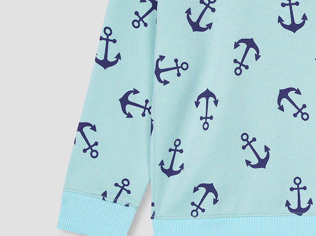 Anchors all over Printed Sweatshirt in fleece for Kids