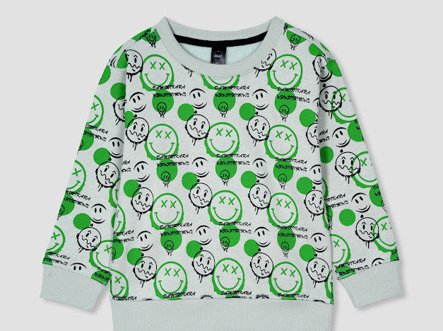 Smiley all over Printed Sweatshirt in fleece for Kids