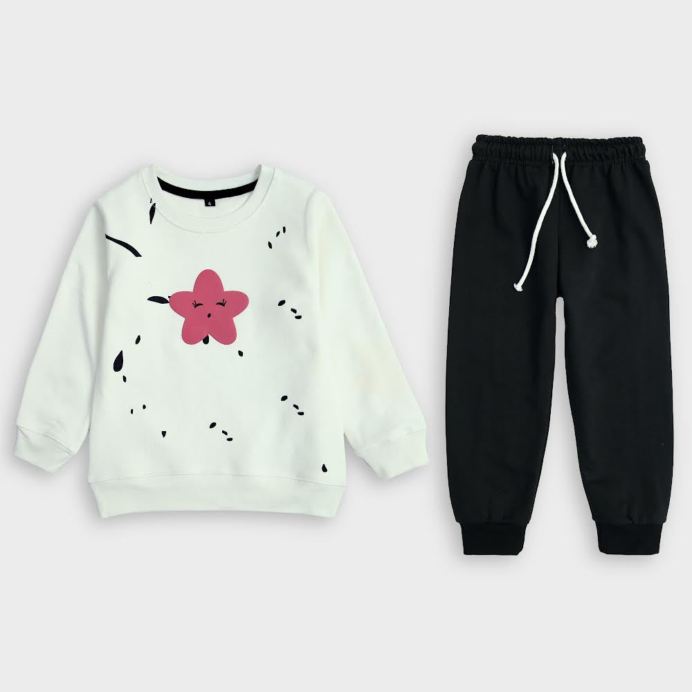 Star print suit in fleece For Kids knitted