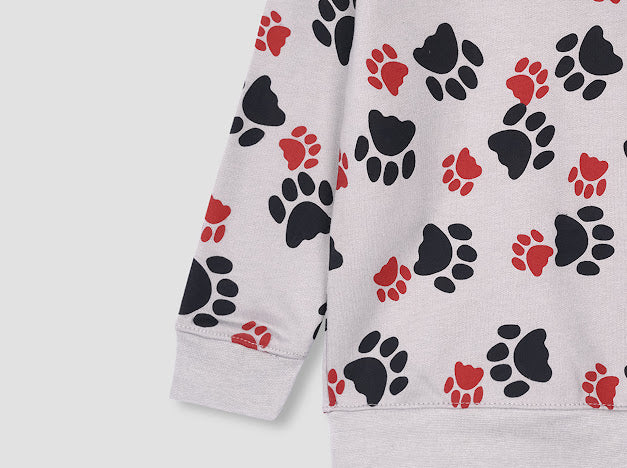 Paw all over Printed Sweatshirt in fleece for Kids