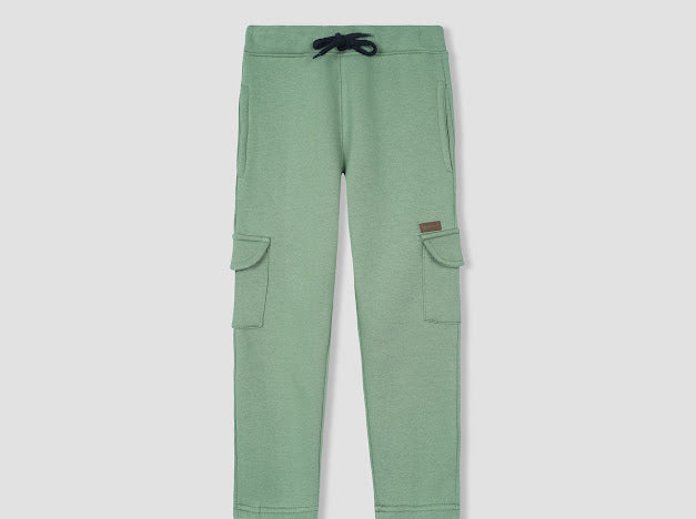 Green 4 pocket trouser in fleece fot kids