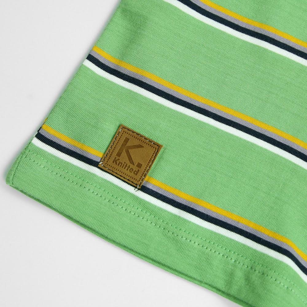Green Stripes Sporty Tee For Kids