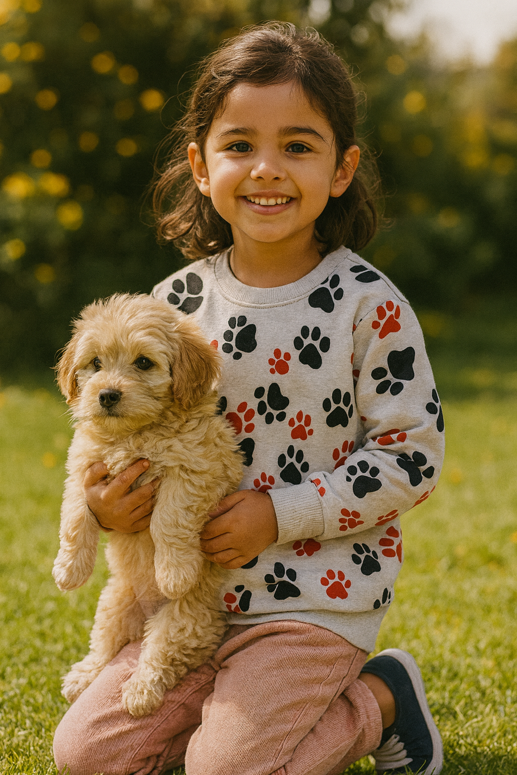 Paw all over Printed Sweatshirt in fleece for Kids