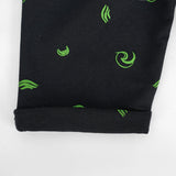 Black with green printed Shorts For Kids