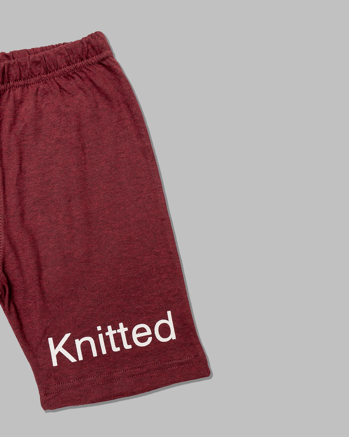 Maroon Knitted Print Shorts For Kids